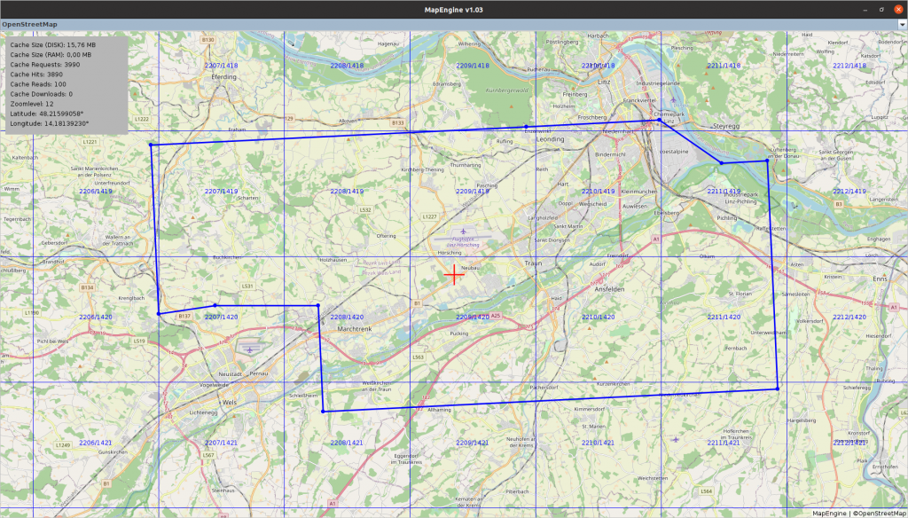 Control zone of Linz shown in Map Engine